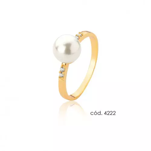 Anel de Pérola Natural em Ouro 18k